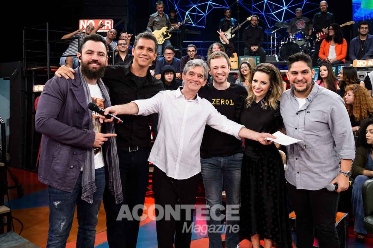 Serginho com Jorge e Mateus, Marcio Garcia, Sandy e Tiago Leifert