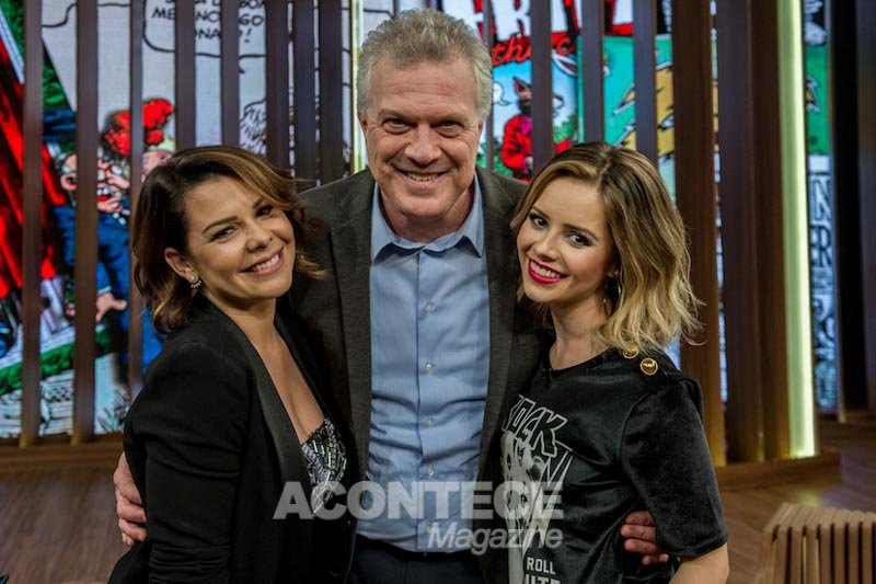 Pedro Bial com Sandy e Fernanda Souza