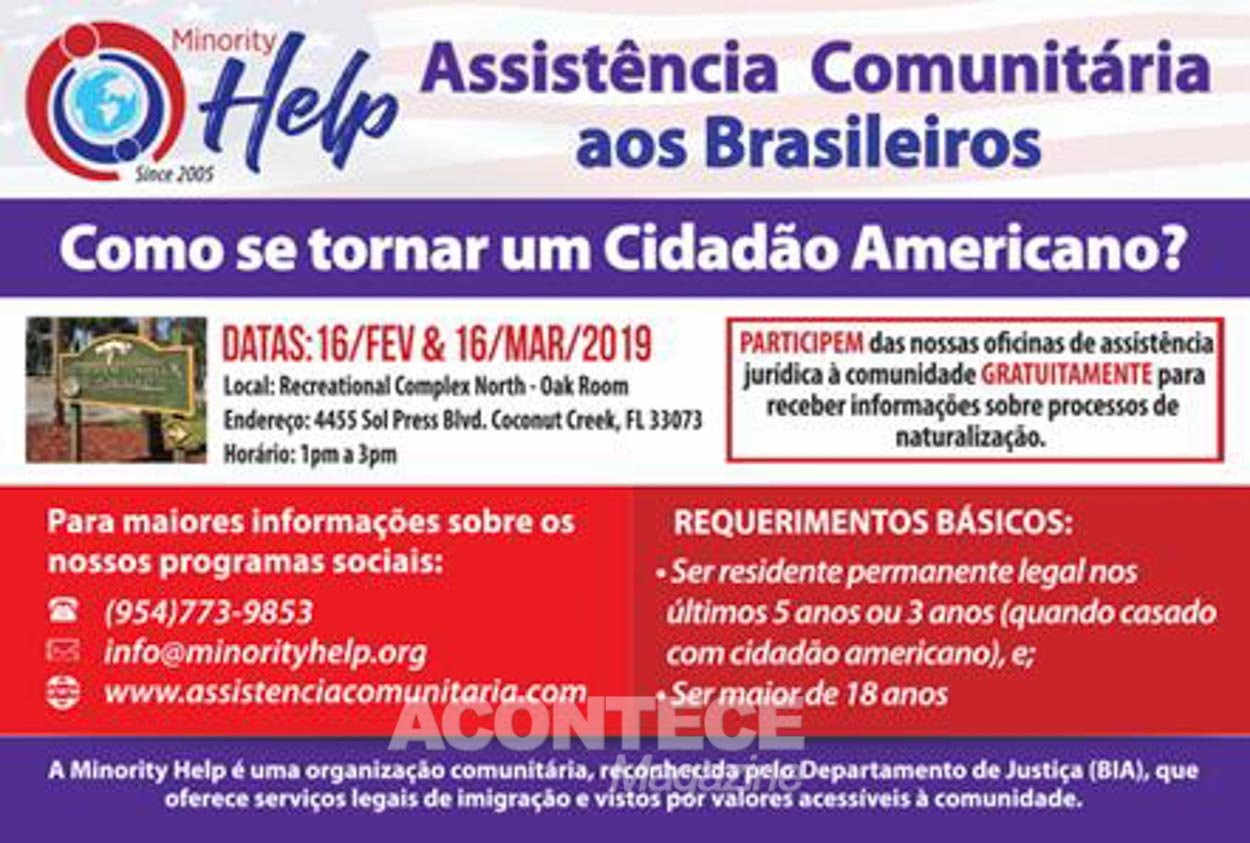 ONG Minority Help promove séries de oficinas e seminários gratuitos para ajudar a quem deseja iniciar o processo de naturalização americana.