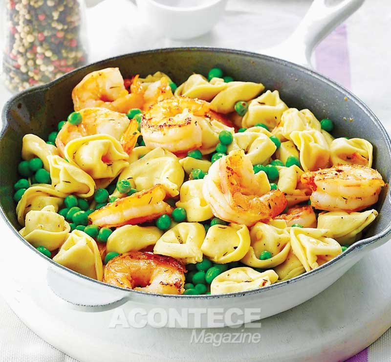 Camarão Salteado com Tortellini