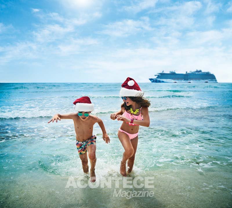 Crianças se divertem na ilha durante cruzeiro de fim de ano da empresa Princess